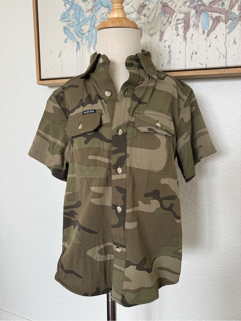 Poncho Boys Camo Short Sleeve Button-Down Shirt